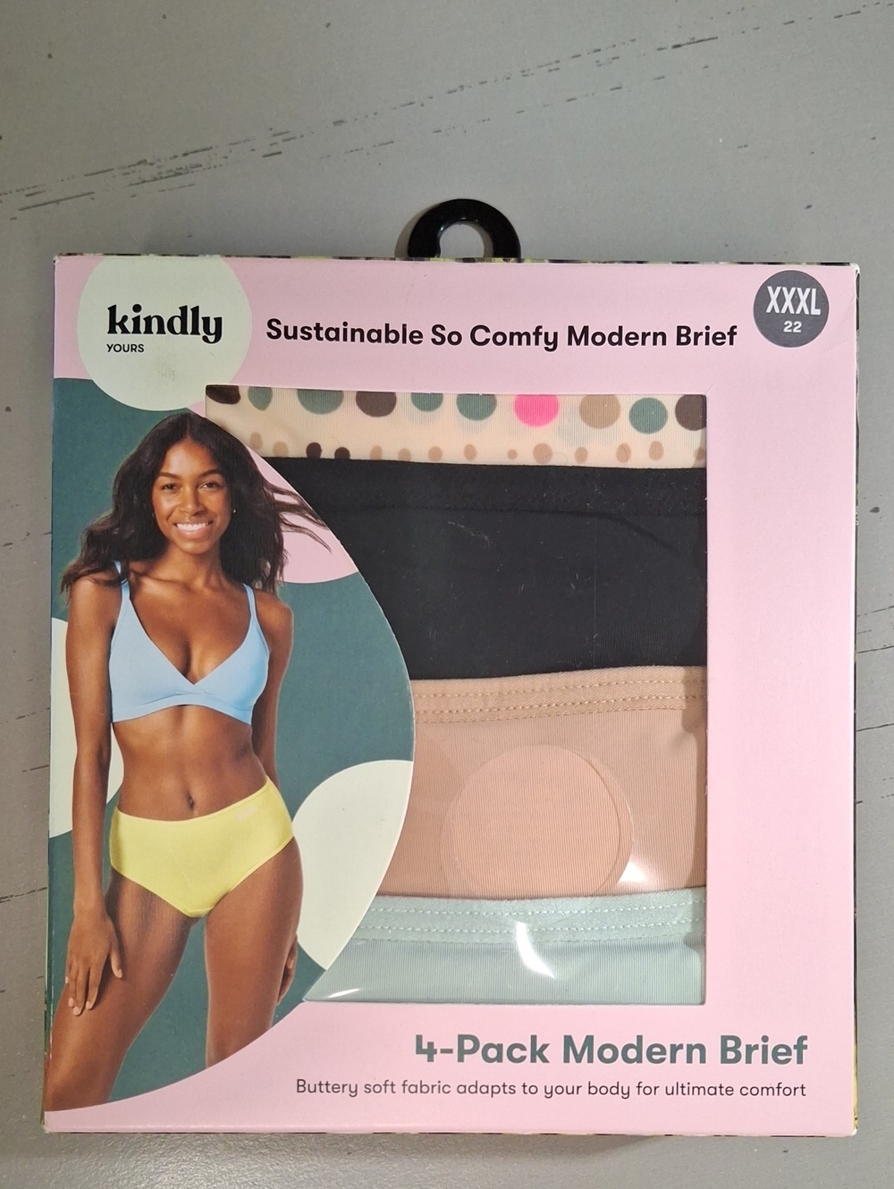 kindly YOURS 4-Pack Modern Briefs - Black, Blush, Light Blue, Polka Dot